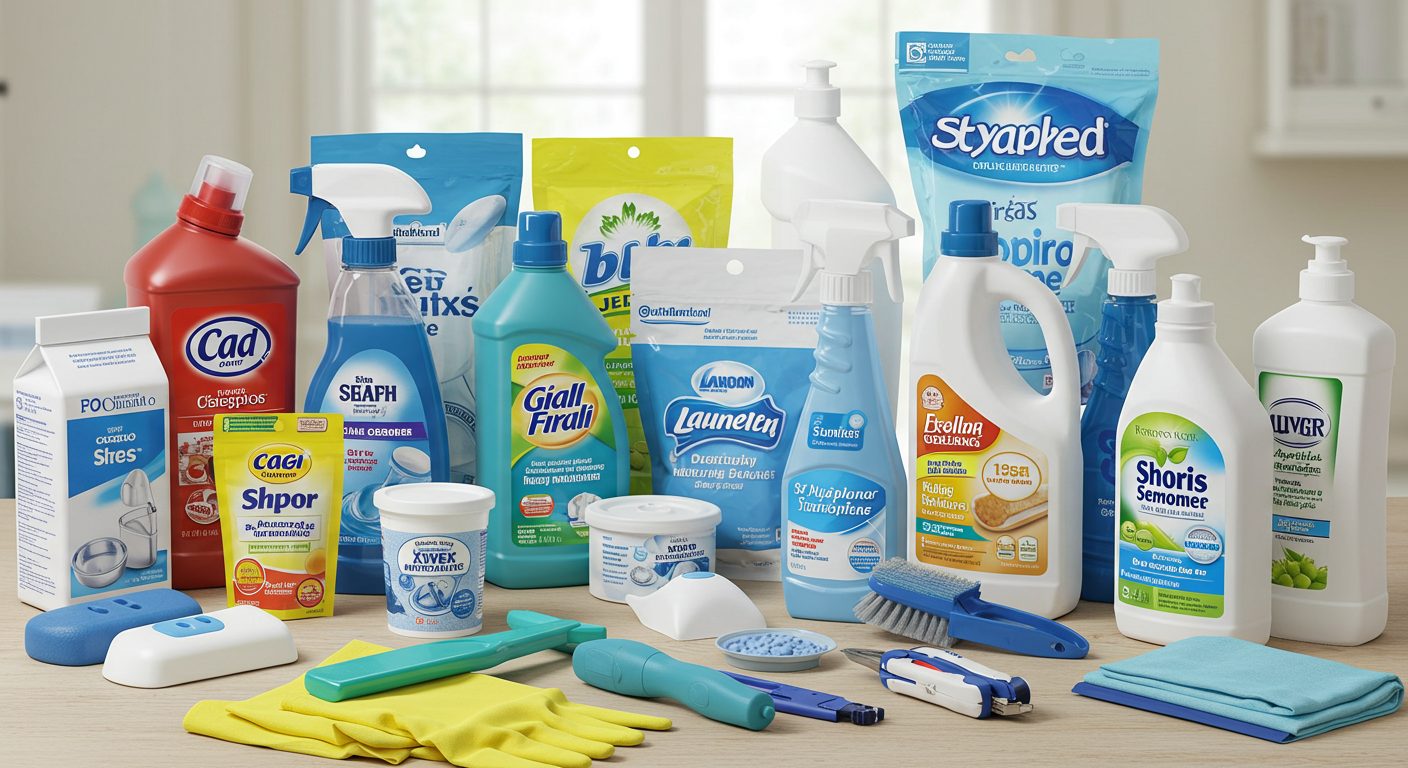 Various Household Cleaning Supplies